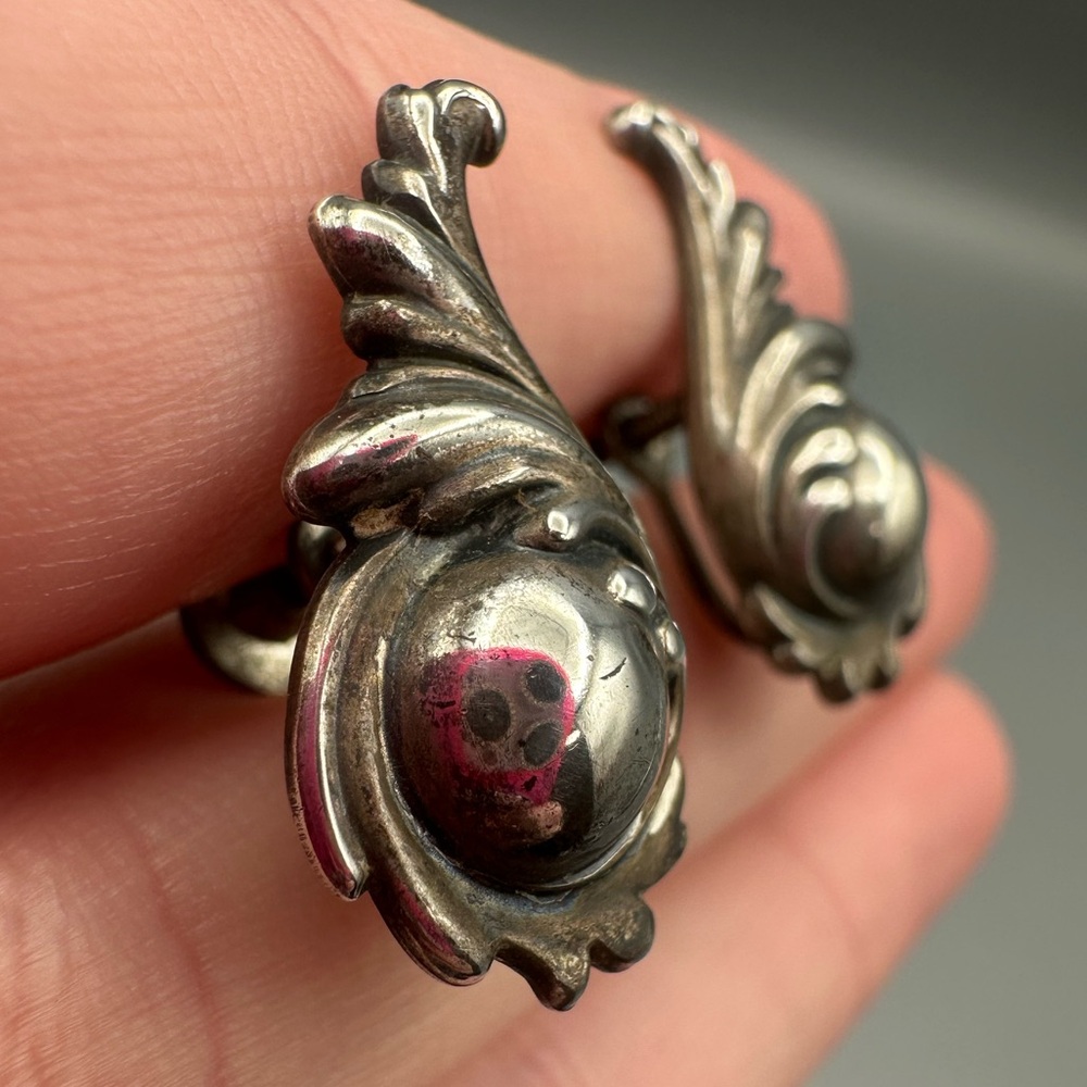 VTG Jewel Art Sterling Screw Back Earrings - Picture 4 of 8